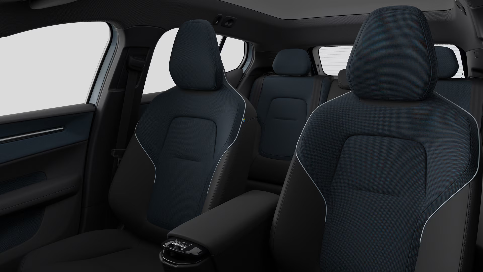 zwarte stoelen Volvo EX30 Indigo